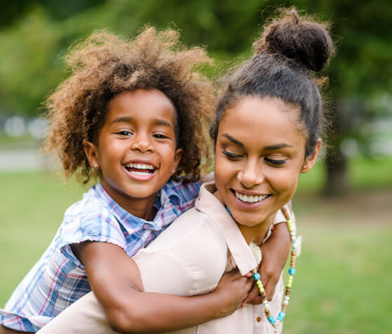 happy mother and daughter