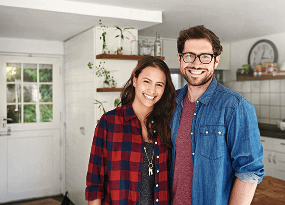 young couple smiling